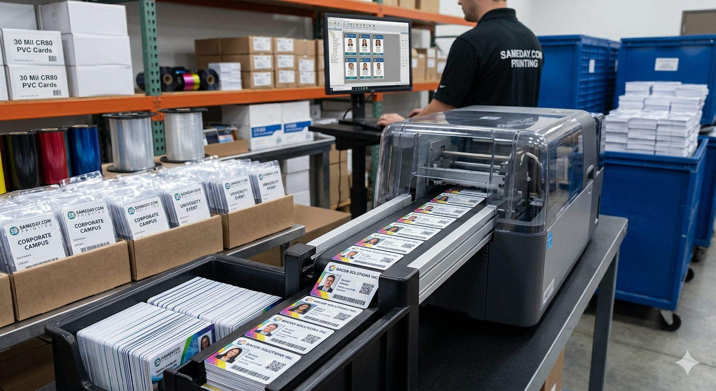 Same Day PVC ID Card Printing | Bulk Custom ID Badges in 24 Hours